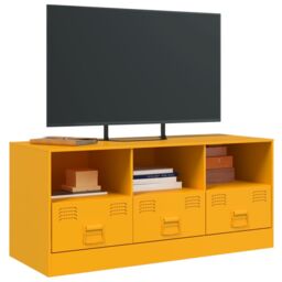 Berkfield Home TV Cabinet Mustard Yellow 99x39x44 cm Steel - Size: 99 x 39 x 44 cm - thumbnail 4