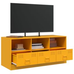 Berkfield Home TV Cabinet Mustard Yellow 99x39x44 cm Steel - Size: 99 x 39 x 44 cm - thumbnail 5