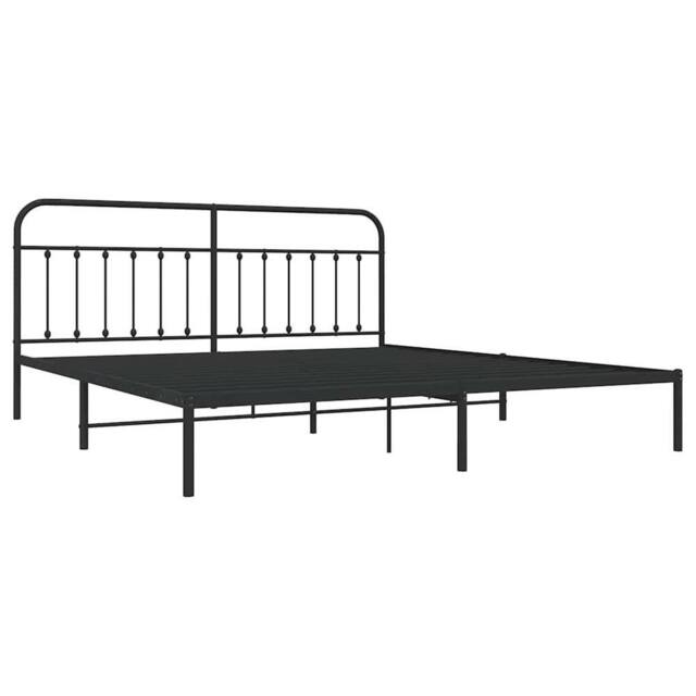 Berkfield Home Metal Bed Frame with Headboard Black 200x200 cm - image 1