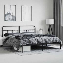 Berkfield Home Metal Bed Frame with Headboard Black 200x200 cm - thumbnail 4