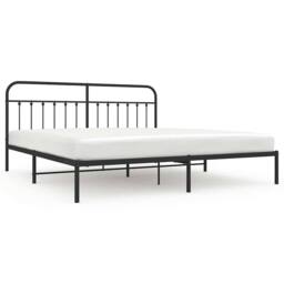 Berkfield Home Metal Bed Frame with Headboard Black 200x200 cm - thumbnail 3