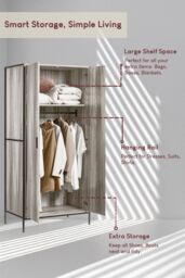 Home Discount Vida Designs Brooklyn 2 Door Wardrobe Storage Bedroom Furniture 1800 x 830 x 520 mm in Grey - thumbnail 5