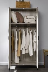 Home Discount Vida Designs Brooklyn 2 Door Wardrobe Storage Bedroom Furniture 1800 x 830 x 520 mm in Grey - thumbnail 2