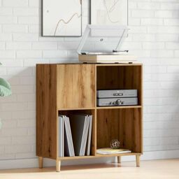 Berkfield Home Record Cabinet Artisan Oak 84.5x38x89 cm Engineered Wood in Brown - thumbnail 3