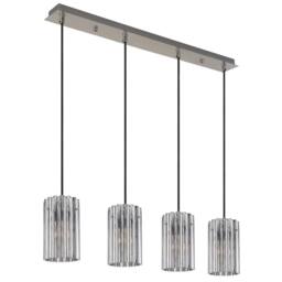 Netlighting Cayden Bar Pendant Ceiling Light Nickel Matt Clear Glass Shade 4x E27 in Grey - thumbnail 2