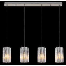 Netlighting Cayden Bar Pendant Ceiling Light Nickel Matt Clear Glass Shade 4x E27 in Grey - thumbnail 5