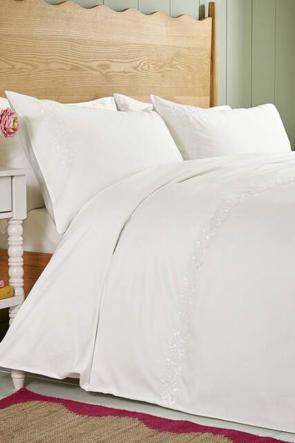 Helena Springfield 'Erin Embroidery' Cotton Duvet Cover Set in White - Size: Double - image 1