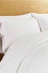 Helena Springfield 'Erin Embroidery' Cotton Duvet Cover Set in White - Size: Double - thumbnail 2