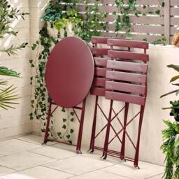 FurnitureboxUK Cabo 2 Seater Metal Bistro Set with Round Table in Burgundy - thumbnail 6