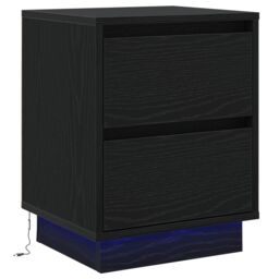 Berkfield Home Bedside Cabinets with LED Lights 2 pcs Black 39x34.5x50 cm - thumbnail 7