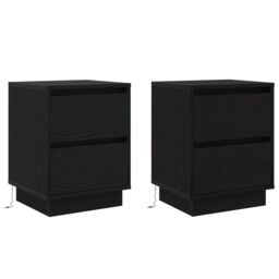 Berkfield Home Bedside Cabinets with LED Lights 2 pcs Black 39x34.5x50 cm - thumbnail 2