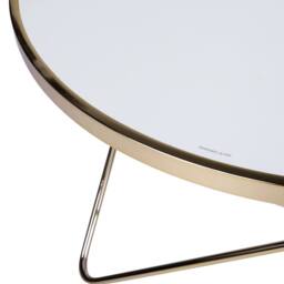 Wyld and Coco Round White Tempered Glass Coffee Table 80 cm - Gold Hairpin Legs - thumbnail 3