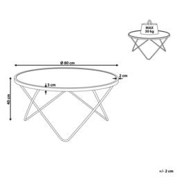 Wyld and Coco Round White Tempered Glass Coffee Table 80 cm - Gold Hairpin Legs - thumbnail 4