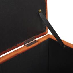 Wyld and Coco Orange Velvet Tufted Storage Ottoman Bench - thumbnail 6