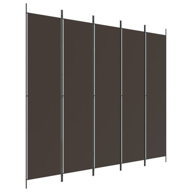Berkfield Home 5-Panel Room Divider Brown 250x220 cm Fabric - image 1