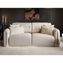 Solace+Co Mabel 3 Seater Fabric Sofa in Beige - thumbnail 1