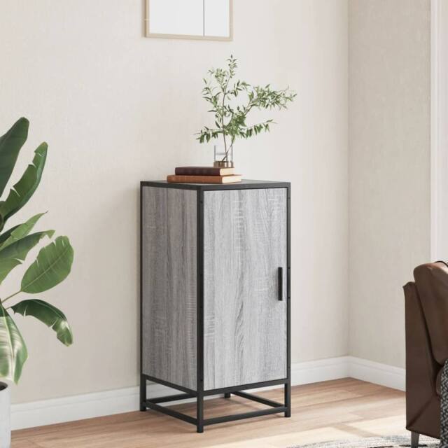 Berkfield Home Sideboard Grey Sonoma 35.5x35x76 cm Engineered Wood & Metal - image 1