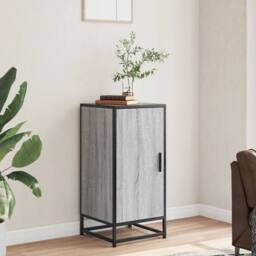 Berkfield Home Sideboard Grey Sonoma 35.5x35x76 cm Engineered Wood & Metal - thumbnail 1