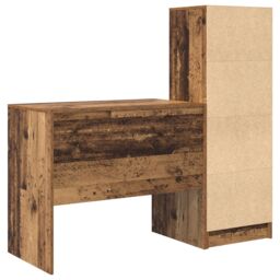 Berkfield Home Desk with Storage Old Wood Engineered Wood in Brown - thumbnail 8