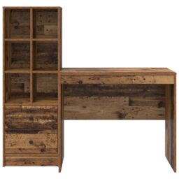Berkfield Home Desk with Storage Old Wood Engineered Wood in Brown - thumbnail 7