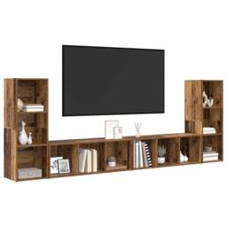 Berkfield Home TV Cabinet with Shelf with Storage 4 pcs Old wood Engineered wood in Brown - thumbnail 1