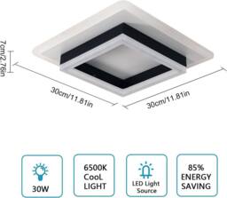 Pheashine Modern LED Ceiling Light 30 W 3250 LM Cold White 6500 K in Black - thumbnail 2
