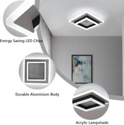 Pheashine Modern LED Ceiling Light 30 W 3250 LM Cold White 6500 K in Black - thumbnail 4