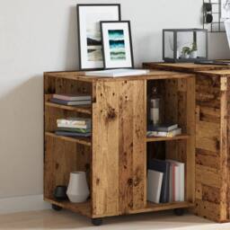 Berkfield Home Rolling Cabinet Old Wood 60x53x72 cm Engineered Wood in Brown - Size: 60 x 53 x 72 cm - thumbnail 4