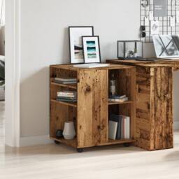 Berkfield Home Rolling Cabinet Old Wood 60x53x72 cm Engineered Wood in Brown - Size: 60 x 53 x 72 cm - thumbnail 3