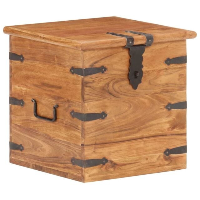 Berkfield Home Chest 40x40x40 cm Solid Acacia Wood in Brown - Size: 40 x 40 x 40 cm - image 1