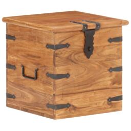 Berkfield Home Chest 40x40x40 cm Solid Acacia Wood in Brown - Size: 40 x 40 x 40 cm - thumbnail 1