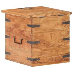 Berkfield Home Chest 40x40x40 cm Solid Acacia Wood in Brown - Size: 40 x 40 x 40 cm - thumbnail 5