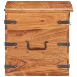 Berkfield Home Chest 40x40x40 cm Solid Acacia Wood in Brown - Size: 40 x 40 x 40 cm - thumbnail 4