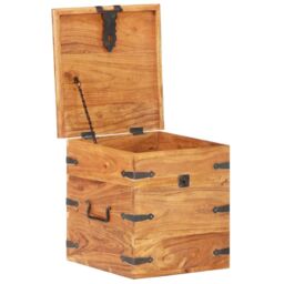 Berkfield Home Chest 40x40x40 cm Solid Acacia Wood in Brown - Size: 40 x 40 x 40 cm - thumbnail 2