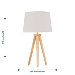 First Choice Lighting Set of 2 Light Oak Table Lamp Bedside Lights with Natural Linen Shades in Brown - thumbnail 6