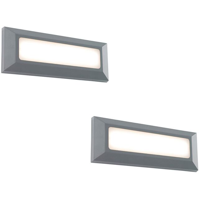 Loops 2 PACK Outdoor IP65 Pathway Guide Light - Direct 3W Warm White LED - Gray ABS - image 1