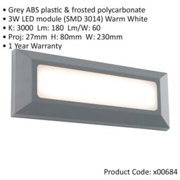 Loops 2 PACK Outdoor IP65 Pathway Guide Light - Direct 3W Warm White LED - Gray ABS - thumbnail 2