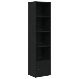 Berkfield Home Bookcase Black Oak 31x24x127 cm Engineered Wood - Size: 31 x 24 x 127 cm - thumbnail 2