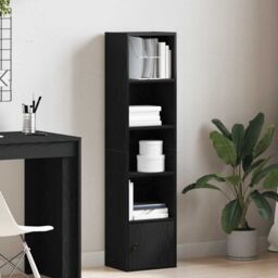 Berkfield Home Bookcase Black Oak 31x24x127 cm Engineered Wood - Size: 31 x 24 x 127 cm - thumbnail 3
