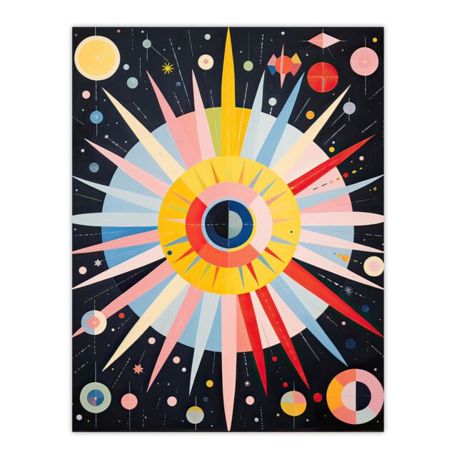 "Artery8 Wall Art Print Celestial Navigation Hilma af Klint Style Abstract Oil Painting Planetary Cartography Poster - Size: W18"" x H24""" - image 1