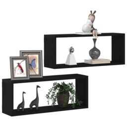 Berkfield Home Wall Shelves 2 Pack Black Oak 60x15x23 cm Made of Engineered Wood - Size: 60 x 15 x 23 cm - thumbnail 3