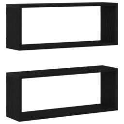 Berkfield Home Wall Shelves 2 Pack Black Oak 60x15x23 cm Made of Engineered Wood - Size: 60 x 15 x 23 cm - thumbnail 2