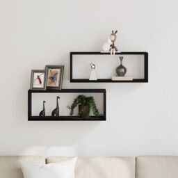 Berkfield Home Wall Shelves 2 Pack Black Oak 60x15x23 cm Made of Engineered Wood - Size: 60 x 15 x 23 cm - thumbnail 4