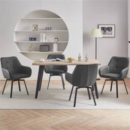 Kelvenix 2 Pcs Dining Chair Faux Leather Soft Padded Chair-Grey in Grey - thumbnail 3