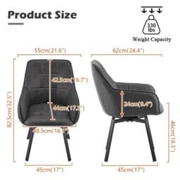 Kelvenix 2 Pcs Dining Chair Faux Leather Soft Padded Chair-Grey in Grey - thumbnail 2