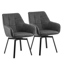 Kelvenix 2 Pcs Dining Chair Faux Leather Soft Padded Chair-Grey in Grey - thumbnail 6
