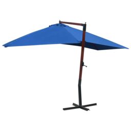 Berkfield Home Hanging Parasol with Wooden Pole 400x300 cm Blue - thumbnail 3
