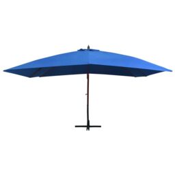 Berkfield Home Hanging Parasol with Wooden Pole 400x300 cm Blue - thumbnail 2