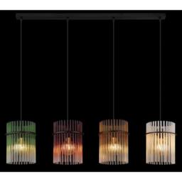 Netlighting Gorley Bar Pendant Matt Black Rods Multicolour Glass Shade 4x E27 - thumbnail 5
