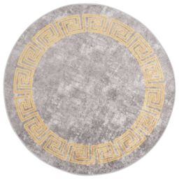 Berkfield Home Rug Washable œÜ120 cm Grey Anti Slip - Size: Medium - thumbnail 1